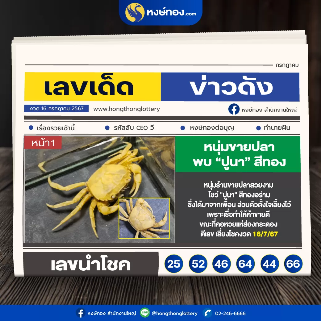 เลขเด็ดข่าวดัง_งวดประจำวันที่_16_กรกฎาคม_2567